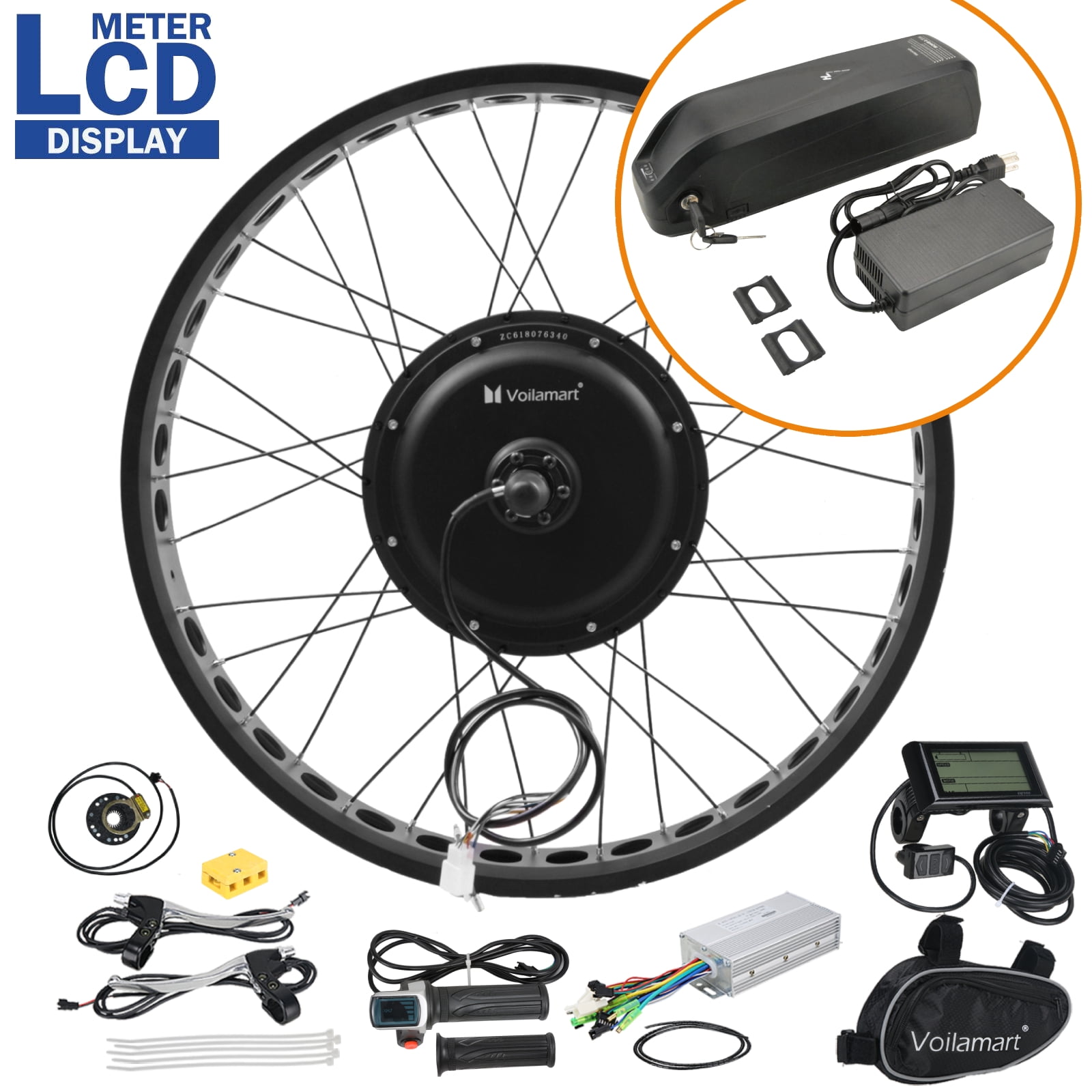 Voilamart 26 Inch 48V 1500W E Bike Motor Hub with 13Ah Battery Fat Tire ...