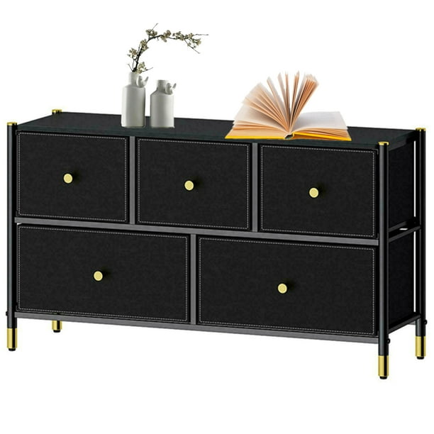 5 Drawer Dresser and TV Stand Chest of Drawer Iron Frame Wide