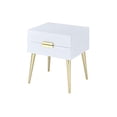 thumbnail image 1 of Square End Table with Drawers, White & Gold, 1 of 4