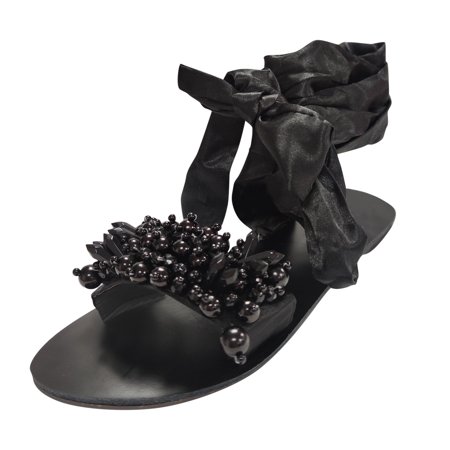 

adviicd 1 Inch Flats Shoes for Women Casual Beach Open Womens Beaded Comfortable Strap Flats Toe Womens Flats Shoes And