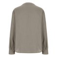 thumbnail image 4 of GZWYHT Women's Loose Fit Cotton Linen Button Down Shirts Stand Collar V Neck Long Sleeve with Chest Pocket Solid Color Flattering Casual Blouse Brown 2XL, 4 of 7