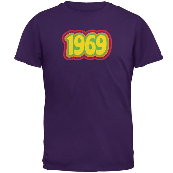 Milestone Birthday 60's 1969 Retro Psychedelic Mens T Shirt Purple 3X-LG