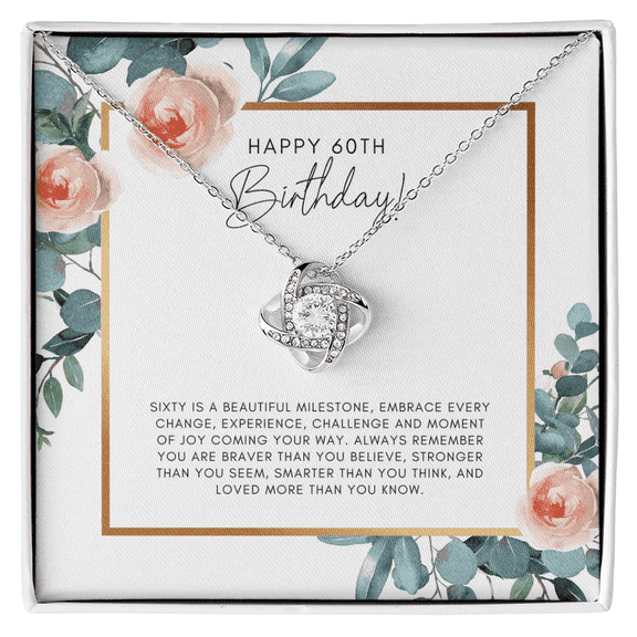 60th Birthday Gift, 60th Birthday Gift For Women Love Knot Necklace Standard Box
