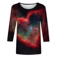 thumbnail image 5 of Mittory Summer Tops for Women Vacation Galaxy Space Graphic Blouses Trendy Crewneck Office 3/4 Sleeve Shirts, 5 of 5