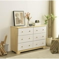 thumbnail image 2 of Better Home Products Solid Pine Wood 6 Drawer Double Dresser in Natural & White., 2 of 8