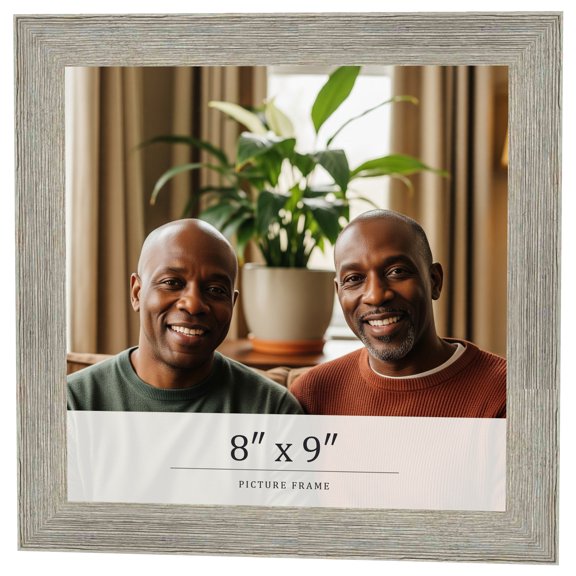 8x9 Frame Grey Real Wood Picture Frame Width 1.5 Inches | Interior Frame Depth 0.5 Inches | Barn