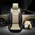 thumbnail image 2 of Tuqiang Car Seat Covers Full Set Leather for Acura for TL 2004-2014 Waterproof Seat Protection System for 5-Seat Vehicles Black and Beige, 2 of 5