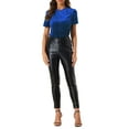 thumbnail image 2 of INSPIRE CHIC Women's Party Velvet Shirt Crew Neck Short Sleeve Casual T-Shirt XS Sapphire Blue, 2 of 6