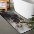 thumbnail image 2 of Black White Gold Marble Pattern Bathroom Rugs Mat,Non Slip Microfiber Bathroom Rug,Rubber Backing,Soft Bathroom Mats for Bathroom Floor,Tub and Shower,47x17in(120x43cm), 2 of 5