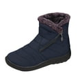 thumbnail image 5 of Rokment Women's Winter Snow Boots Cold Weather Thermal Plush Lined Lightweight Non Slip Zip up Wedge Low Heel Mid Calf Short Booties for Elderly Women Work Walking Blue Size 6.5, 5 of 7