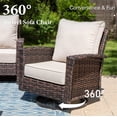 thumbnail image 4 of SUMMIT LIVING 9-Seat Patio Furniture Set with 56" Gas Fire Pit Table (50,000 BTU), Wicker Sectional  Outdoor Conversation Set with Swivels Chairs, Beige, 4 of 15