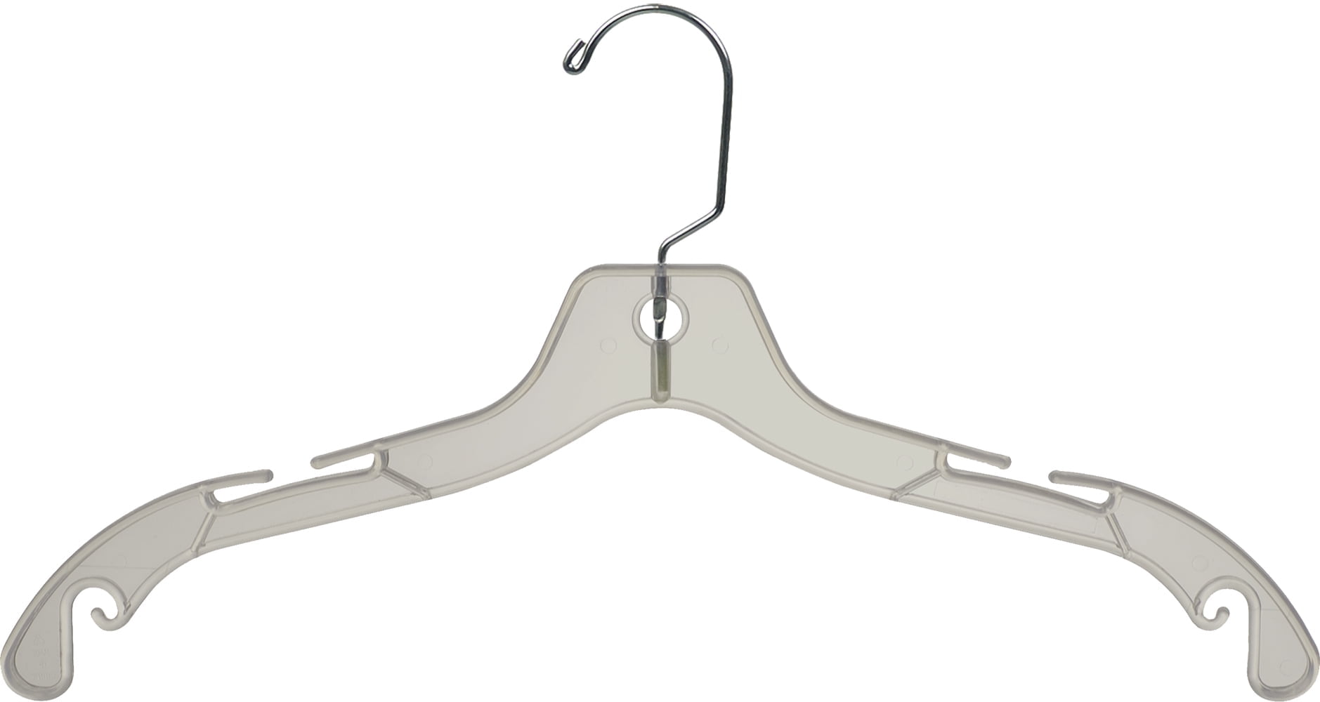 Clear Plastic Kids Combo Clothes Hanger With Chrome Hardware - 14 For Sale