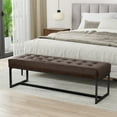thumbnail image 4 of Simpli Home Penelope 56" WD Modern Rectangle Leather Ottoman Bench in Brown Genuine Leather, 4 of 8