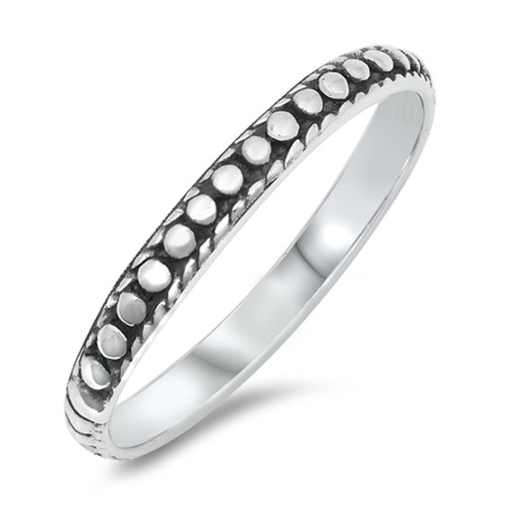 Polished Oxidized Repeating Circle Ring .925 Sterling Silver Band Jewelry Female Male Unisex Size 5