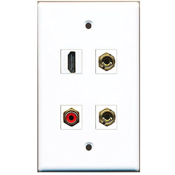 RiteAV - 1 Port HDMI 1 Port RCA Red 2 Port Banana Speaker Wall Plate