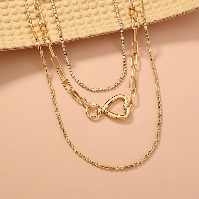 Dropship 8 PCS Layered Necklaces For Women Layered Chain Necklaces Handmade  Dainty Lock Heart Pendant Multilayer Adjustable Layering Pearl Choker  Necklace Paperclip Choker Necklaces to Sell Online at a Lower Price