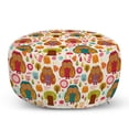 thumbnail image 1 of Fall Pouf Cover with Zipper, Vintage Ornate Large Eyed Nocturnal Animal Owls on the Background Print, Soft Decorative Fabric Unstuffed Case, 30" W X 17.3" L, Multicolor, by Ambesonne, 1 of 5