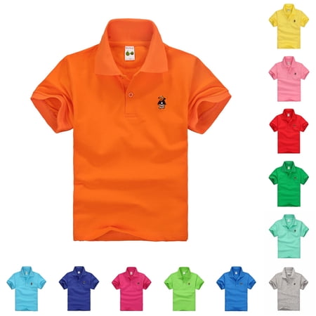 FYDUU Toddler Kids Boys Short Sleeve Polo Shirts Solid Color Classic Fit Blouse Collared Tops Soft T Shirt Tee Tops Back To School Clothes 11-12 Years
