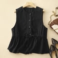 thumbnail image 3 of SXCXLSA Women's Tiered Ruffle Cotton Vest, Sleeveless Crewneck Fashion Top, Loose Fit Designer Style Waistcoat, 3 of 3