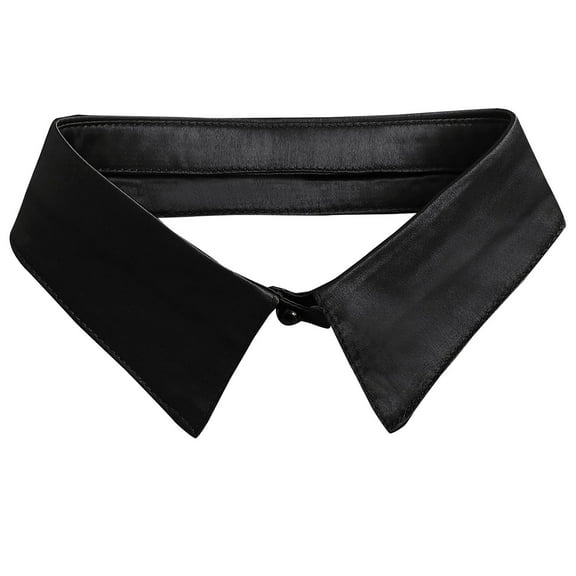 Dicky Collar Woman Faux Pearl Button Solid Color Thin Collar Detachable Shirt False Collar Costume Accessories Black