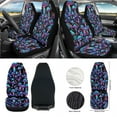 thumbnail image 2 of Renewold Mushroom Leaf 12 PCS Car Seat Cover Set with Front Car Seat Covers Steering Wheel Cover Seat Belt Cover Trash Can Armrest Cover Rear View Mirror Cover Coaster Keychain Air Vent Bag, 2 of 7