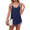 thumbnail image 2 of Womens Solid Color Round Neck Sleeveless Tank Top Basic Layering Undershirt Casual Navy Blue S, 2 of 9