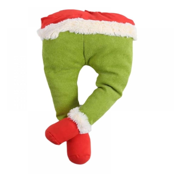 Christmas Decorations Elf Body for Christmas Tree Stole Christmas Furry Plush Legs for Christmas Tree Front Door Decor (Leg)