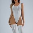 thumbnail image 3 of CENL Women Glossy Swimsuit High Cut Backless Thong Bodysuit oily Blackless Leotard, 3 of 9