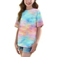 thumbnail image 3 of SGFCWSX Girls Short Sleeve T-Shirt, Kids Tie Dye Oversized Crew Neck Tees Casual Summer Tops Multicolor Size 10-11 Years, 3 of 8