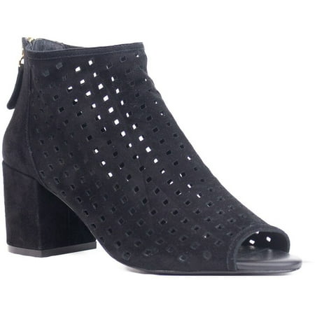 

Cecelia New York Nikki Womens Bootie Laser Cut Peep Toe Shootie Open Toe Pump Ankle Boot (BLACK 8.5)