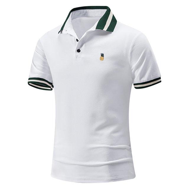 Camiseta informal de manga corta con botones sólidos para hombre Pompotops oipoqjl46437