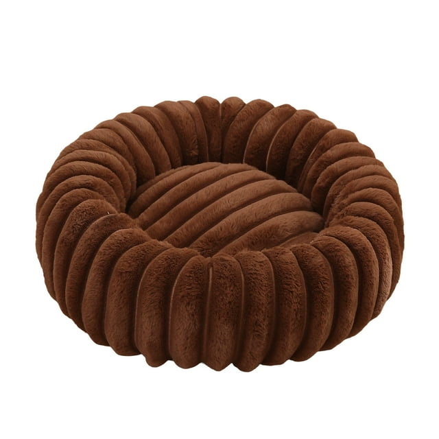 Leodye 1PCS Tapis pour Animaux en Peluche à Poils Longs - Rond//chenil pour Chat, Tapis d'Hiver Chaud et Lourd - 15.75x15.75 Po