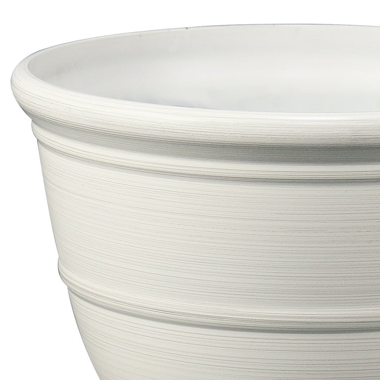 Mainstays 14" D x 10" H Ferenza White Recycled Resin Planter