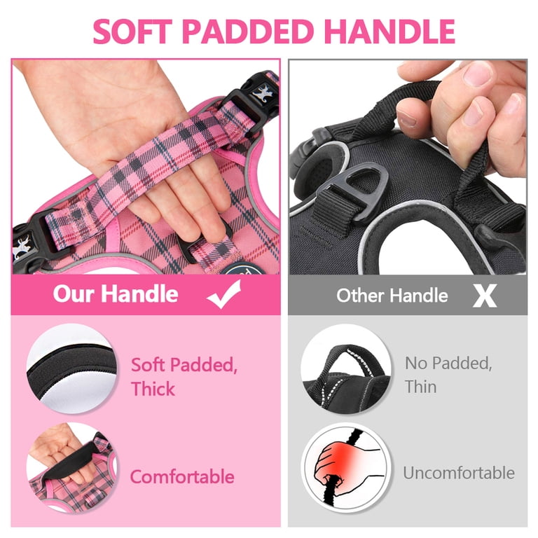PoyPet No-Pull Dog Harness, Small, Checkered Pink photo 3