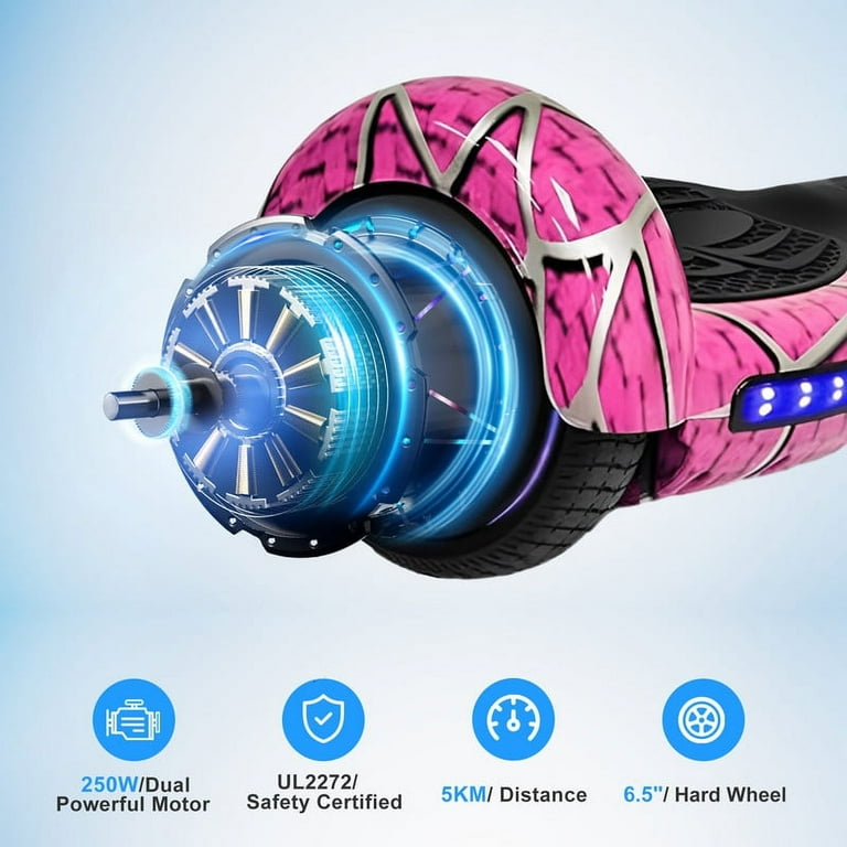 LIEAGLE Hoverboard with LED Lights 6.5 Self Balancing Wheel Scooter for Kids Adults Spider Pink