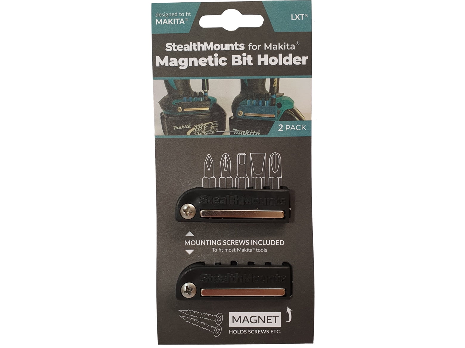 2 Pack StealthMounts Makita Black Magnetic Bit Holder Drill Bit Organizer Perfect for Makita Drills and Impacts 2 Pack StealthMounts Makita Black Magnetic Bit Holder Drill Bit Organizer Perfect for Makita Drills and Impacts