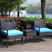PROHIKER 3 Piece Patio Conversation Bistro Set Outdoor Chat Furniture, Balcony Furniture Patio Chairs Set w/Table and Cushions, Porch Furniture Set for Pool Garden Outdoor, Blue
