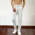 thumbnail image 2 of Hurxie Men's Slim Fit Dress Pants Stretch Casual Pants for Men Elastic Waistband Tapered Trousers Skinny Pants with Pockets White,M, 2 of 7