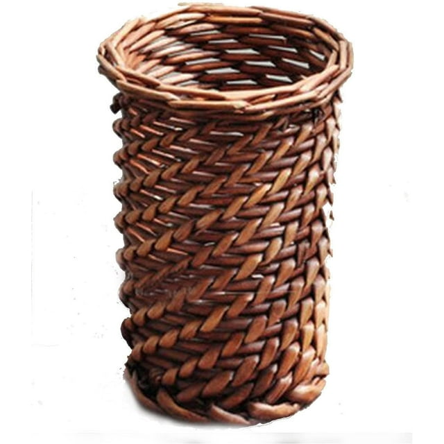 Cesta hecha a mano pura Mimbre Jarrones de ratán macetas Decoración del hogar Decoraciones Arreglo floral Cesta de flores Marrón Cintura pequeña Marrón Elipse Jormftte ZJWJ477-3