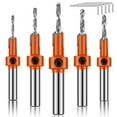 thumbnail image 1 of Countersink Drill Bit Set Adjustable Length Wear Resistant Punching Drill Bit Set Round Shank Drill Bit Kit Woodworking Tool with Hex Key for Wood PVC Plastic Soft Metal, 1 of 10