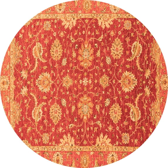 Ahgly Company Indoor Round Oriental Orange Traditional Area Rugs, 6' Round