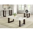 thumbnail image 3 of ACME Edwyn Marble and Wood Rectangular Sofa Table in White and Brown, 3 of 5