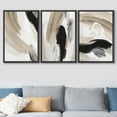 thumbnail image 3 of IDEA4WALL 3 Panels Framed Canvas Print Wall Art Set Duotone Black Tan Paint Strokes Abstract Shapes Illustration Modern Art Decorative Nordic Artwork Housewarming - 16"x24"x3 Panels Black, 3 of 5