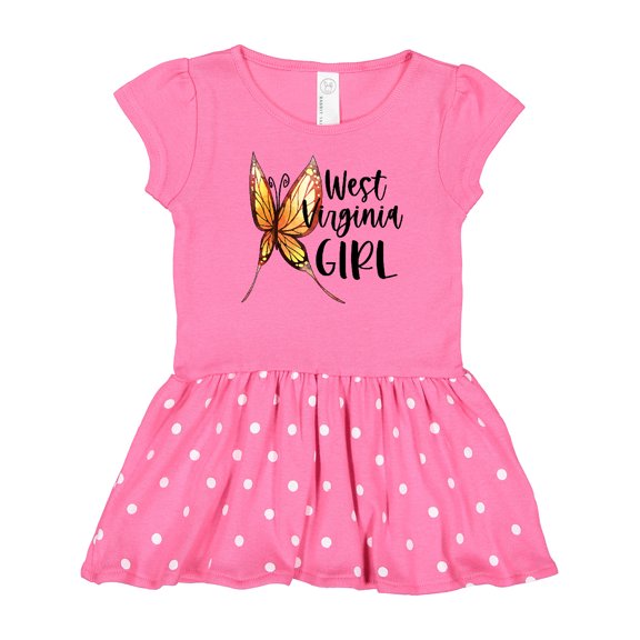 Inktastic West Virginia Girl- Butterfly Gift Baby Girl Dress