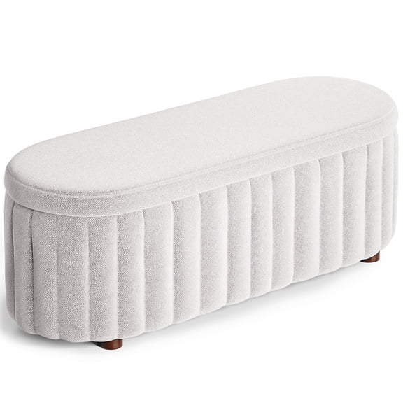 ZZW Upholstered Storage Bench with Safety Hinge Lid, White
