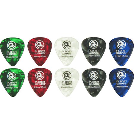 S10 Pick - D'Addario Planet Waves Standard Celluloid Pearl Picks Assorted 10-Pack Xtra Heavy