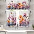 thumbnail image 1 of Floral Kitchen Curtains Watercolor Window Curtains Valance and Tier Set 36 Inch, Purple Orange Flowers Rod Pocket Short Tier Curtain, Modern Small Cafe Curtains for Kitchen Decor, 1 of 5