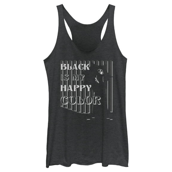 Women's Wednesday Black is My Happy Color  Racerback Tank Top Black Heather 2X Large