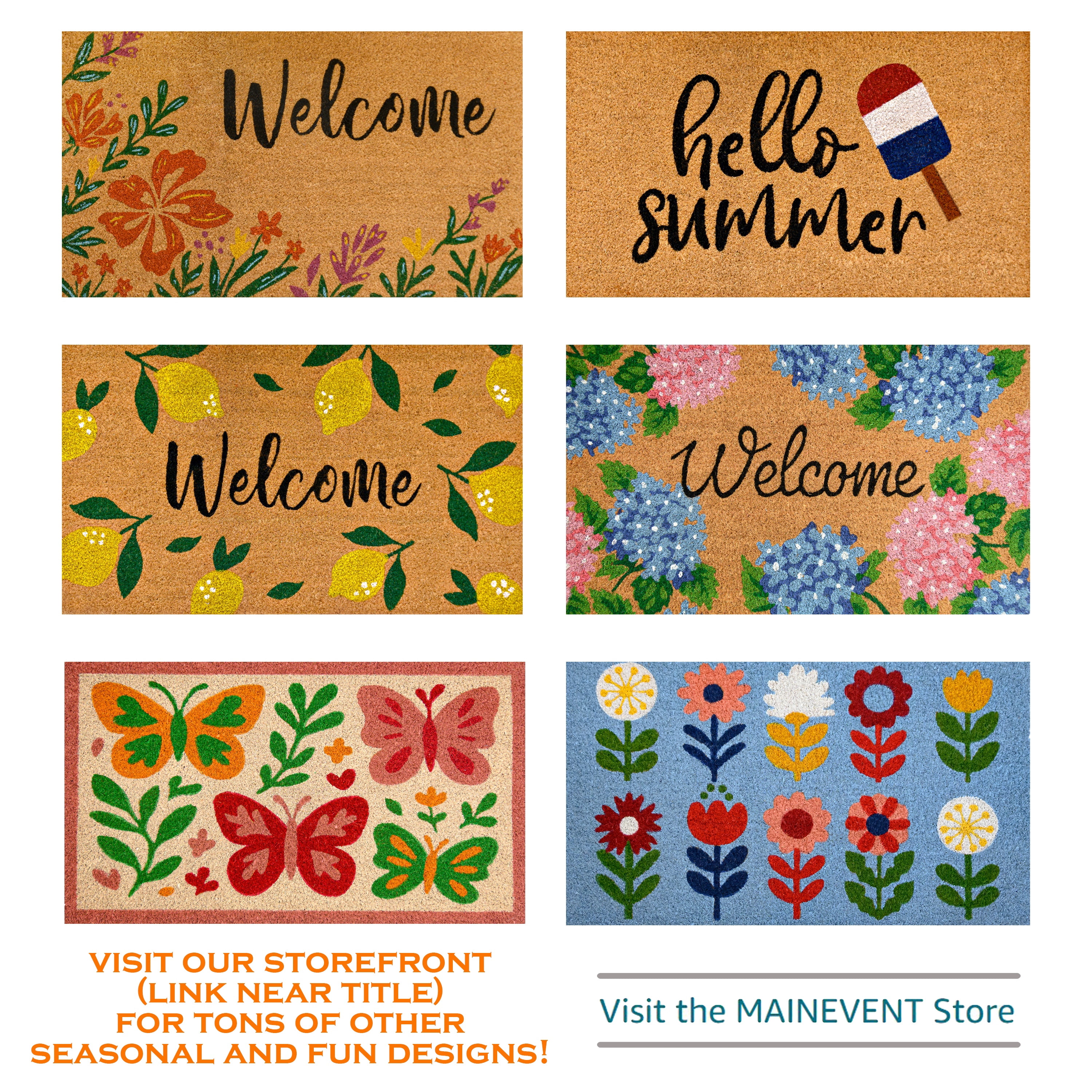 MAINEVENT Welcome Sunflowers Doormat 30x17 Inch, Spring Outdoor Welcome Mat for Outside