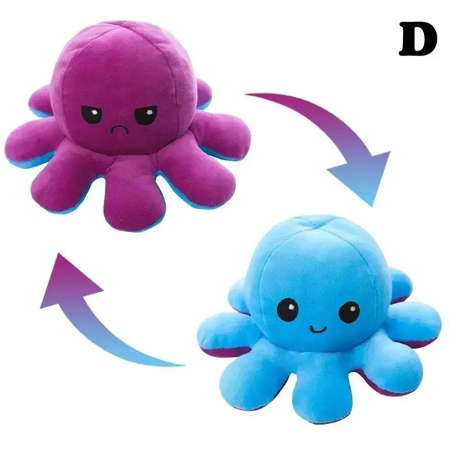 Nuevos juguetes de peluche de pulpo con tapa, muñecos con tapa de doble cara, regalos para niños, muñecos de peluche de animales de dibujos animados bonitos